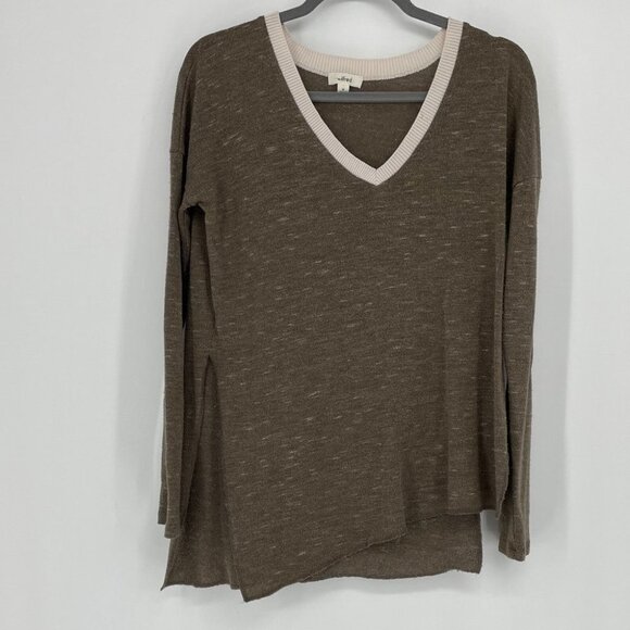 Wilfred heathered brown white vneck Sherbrooke top - Picture 16 of 16